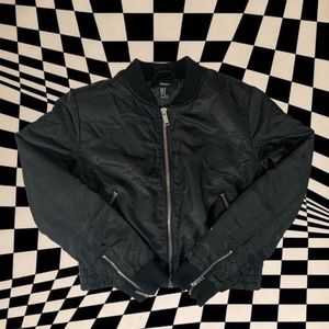 forever 21 black bomber jacket